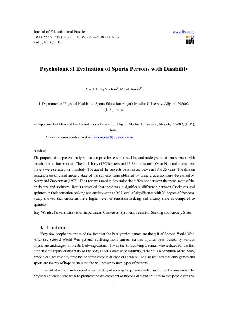 sport psychology assessment test Psychological evaluations of sports persons with